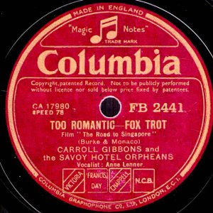SWING+LADY+BALLADE: Anne Lenner & Carroll Gibbons - Too Romantic (UK 1939)